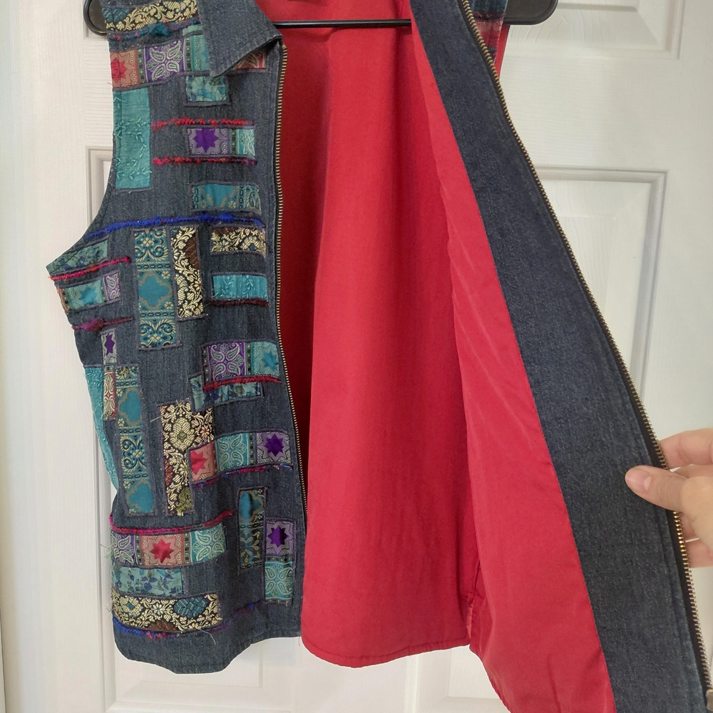 Patchwork Denim Vest - Multicolor - image 4